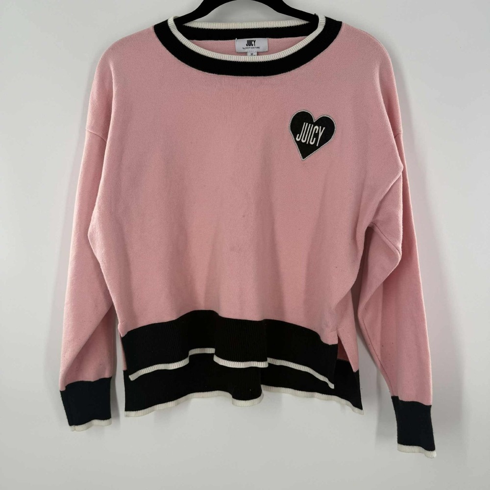 Juicy Couture Women's Black and Pink Sweater SZ M TBT